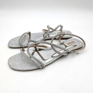 Badgley Mischka Collection Ivie Ankle Strap Sandal Womens Silver Sz US11M EU41.5